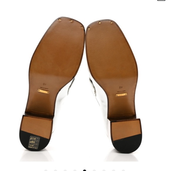 SOLD - GUCCI $795 NIB NWT Galassia GG Marmont Fringe 50mm Loafer Pumps Argento - Picture 6 of 9